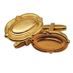 Oval Gold Tone Cufflinks Sarah Coventry Classic Engraved Parliament 5952 Links